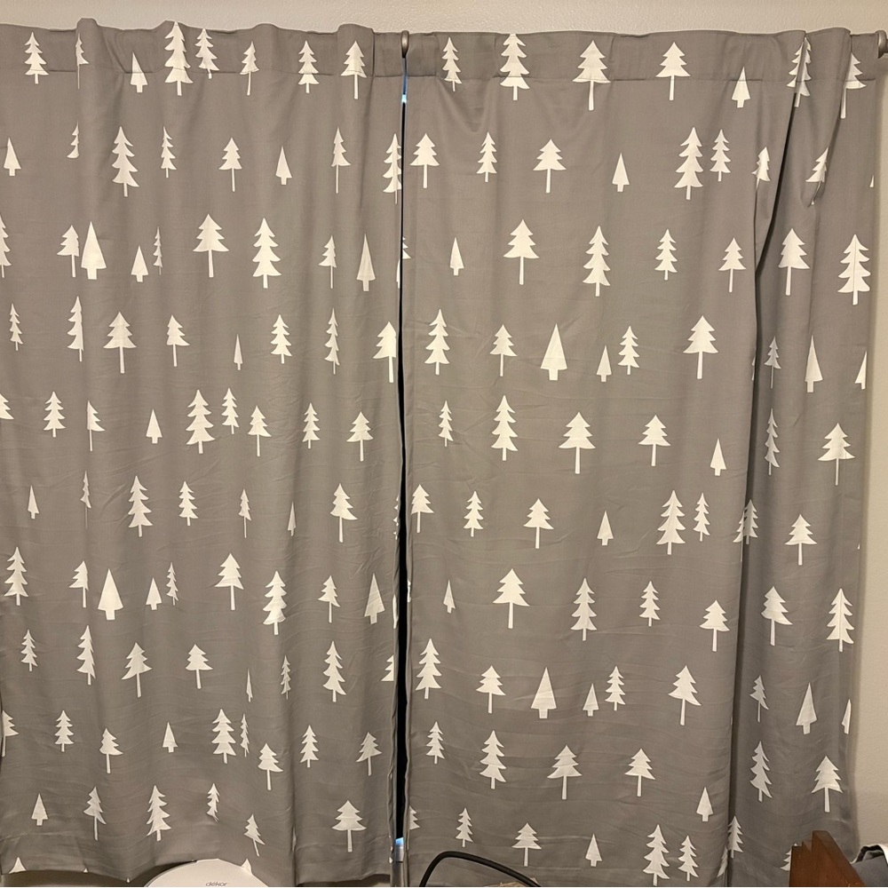 Target Gray Curtains with White Tree Print